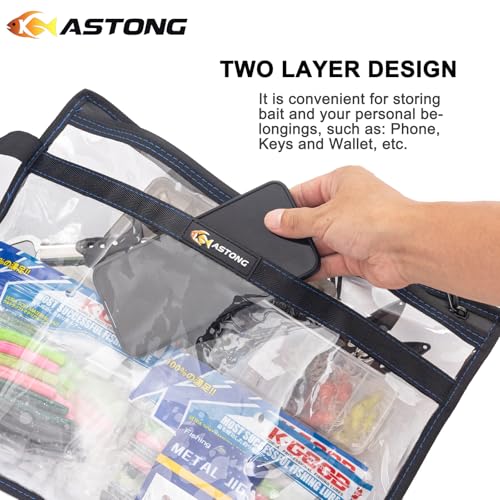 2 Layer Water-Proof Fishing Bait PVC Clear Storage Bag BaitShield Tackle Bag Storage for Bait Tackle Lures Soft Plastics and Fishing Gear Large Capacity 2 Size (MAS GIFT-PACKAGED 2M+2L)