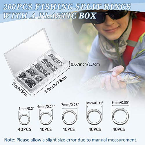 Skylety 200 Pcs Fishing Stainless Steel Split Rings, 50 Treble Hooks, Lure Tackle Connector Fishing Pliers, Fish Lanyard and 876 Lure Eyes for Tackle Fish - color: Blue
