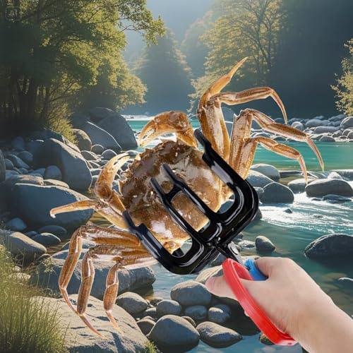 2PCS 3 Claw Fish Gripper and 1PCS 2 Claw Fishing Pliers,Upgrade Multifuctional Fish Grabber Tool,Fishing Pliers Kit for Most Freshwater Fish and Crabs(Blueish Red)