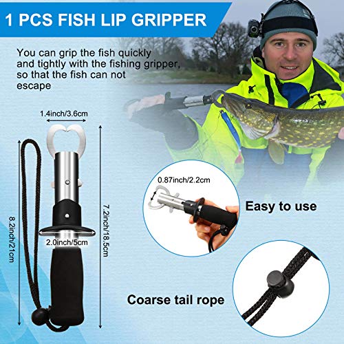 Honoson Fishs Hook Remover Tools Kit Include 1 Pcs Handheld Digital Fish Scale and Fishing Hook Remover Tool and Fish Lip Gripper and Fishing Plier with Sheath and 2 Pcs Fishs Tool Lanyards - color: Blue