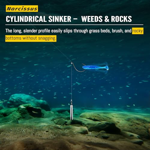 Narcissus Drop Shot Rig Kit with Soft Plastic Baits – 10 Pre-Tied Rigs with Wacky Hooks (1#, 2#, 3#) & Sinkers (1/8–3/8 oz), 10 Lures Included – Swimbaits & Grubs for Bass, Perch, Trout Fishing