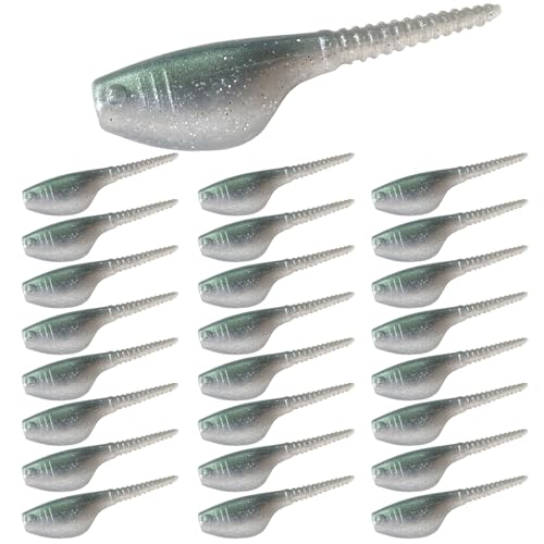 Crappie Lures Kit - Soft Plastic Lures for Trout, Bass, Panfish & Bluegill - 24 Packs - color: Green-pumpkin