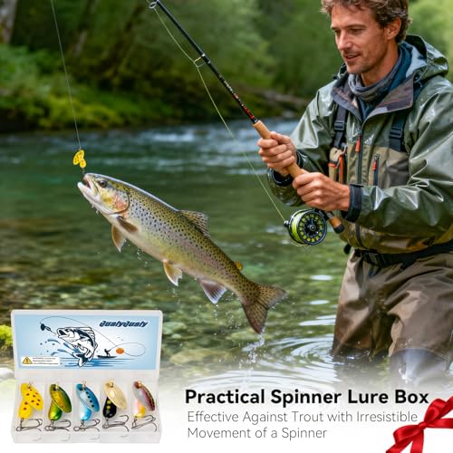 QualyQualy Trout Lures Fishing Spinnerbaits 5pcs Brass Hard Metal Spinner Trout Baits Fishing Lure for Perch Freshwater Saltwater Lake River - color: #B, size: 1/6 oz