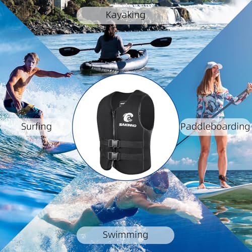 Water Kayaking Jacket for Adults and Kids, Buoyancy Swimsuit Boating Fishing Waistcoat Zipper Closure, Unisex Outdoor Water Sports Vests - color: Red, size: Medium