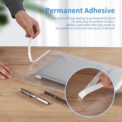 iMailer - 500 Pcs - 11" x 14" Clear Poly Bags with Suffocation Warning Self Seal 1.6 Mil for Shipping, Packaging, T-Shirt - Permanent Adhesive - size: 11" x 14", style: Permanent Glue