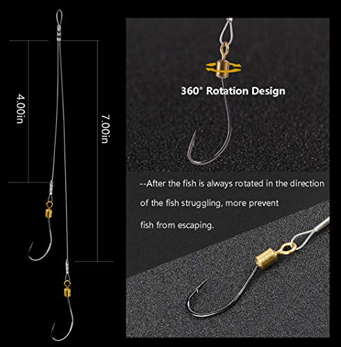 Dyxssm Fishing Hook and Leader, Fishing Rig Hooks with Wire Line Leader - size: 16#