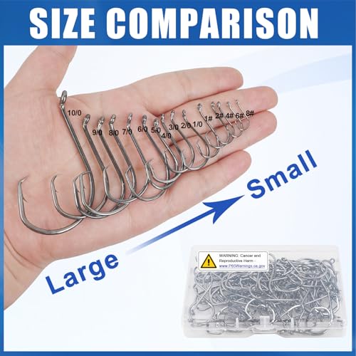 Circle Hooks Saltwater Catfish Fishing Hooks,50/100pcs Octopus Offset Sport Circle Fish Hooks for Catfish Rigs Bass Fishing Saltwater Freshwater Hook Size:8#-10/0 - size: 50pcs_9/0