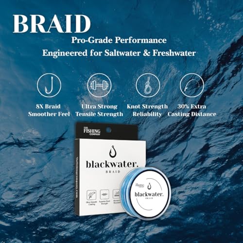 Blackwater Braid 8X Braided Fishing Line – Smooth, Strong UHMWPE Fiber – Abrasion Resistant, Zero Stretch – for Saltwater & Freshwater - color: Blue Camo, size: 8LB (500 Yards)