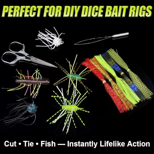 Rubber-Legs-Fly-Tying-Materials-12-Colors-Silicone-Legs-for-Fly-Tying-Flies & Jigs Trout Bass Panfish Lure Making Supplies Kit - color: 12 Classic Colors Set