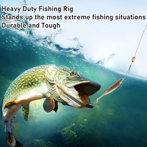 Dr.Fish 15 Pack Carolina Ready Rigs 10'' for Bass Fishing, Freshwater Fishing Wire Leader Line Pre-Rigged Bullet Sinker Swivels - color: Brass Weights, size: 3/16oz-15 Pack