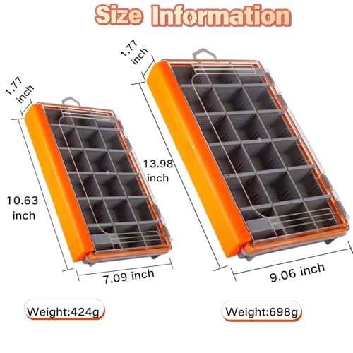 Fishing Tackle Box Tray Lure Box and Terminal Tackle Storage Waterproof Tackle Box Organizer with Removable Dividers 3600 3700 Box (3700-Large Size) - size: 3700-Large Size
