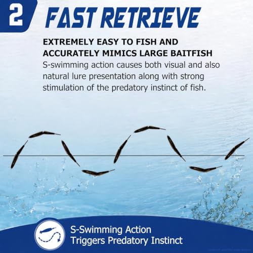 LITTMA Shiner Glide Slow Sinking Glide Baits, Subtle S-Curve Action Jointed Swimbait - Midwest, South Lakes, Rivers, Freshwater Lure for Bass, Trout, Pike - color: White Pearl