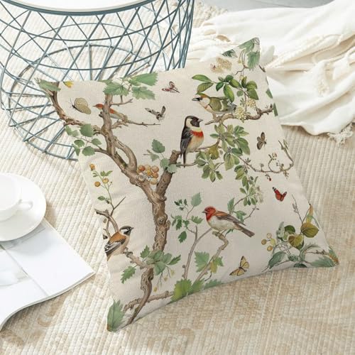 Chinoiserie Pillow Covers 16 x 16 Set of 2, Spring Bird Butterfly Throw Pillow Covers Farmhouse Pillowcase Home Decor for Couch Sofa Outdoor - color: Chinoiserie-c, size: 16" x 16" (Pack of 1)