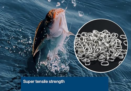 100Pcs Fishing Split Rings Stainless Steel Fishing Oval Split Rings Swivel Snap Carp Fishing Tackle Chain Connector Heavy Duty Split Rings Size Wire Diameter Terminal Tackle and Accessories 0.7mm