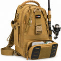 Tovra Fishing Tackle Backpack with Rod Holder & Removable Storage Pouch – Waterproof Sling Bag, Fits Up to 3 3700 Tackle Boxes, MOLLE Fishing Backpack for Rods, Pliers, Water Bottle & Outdoor Gear