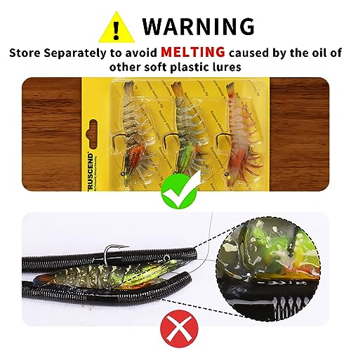 TRUSCEND Duramax Pre-Rigged Fishing Lures with BKK Jig Hooks, 10X Tear-Resistant TPE Soft Swimbaits for Bass Striper Trout Crappie Walleye Grouper, Lifelike Fishing Baits for Saltwater and Freshwater - color: A-3.5"-0.4oz