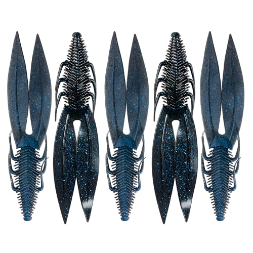 6th Sense – Bodega – Soft Plastic Creature Bait – Bass Fishing – Twin Ridge Tail Action – Multiple Sizes – Made in the USA - color: Black N Blue Pro, size: 6.5in (5/pk)