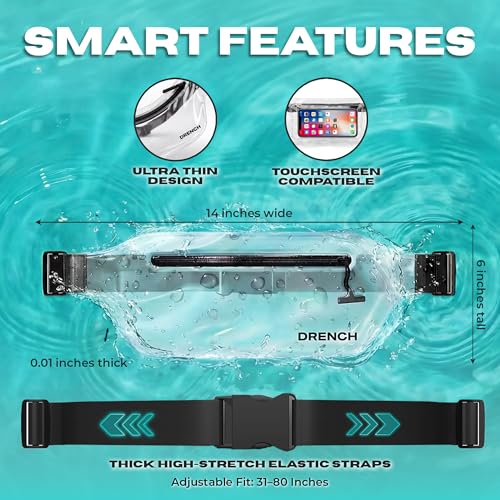DRENCH 100% Waterproof Clear Bag | Touchscreen Waterproof Fanny Pack Crossbody Phone Case, IPX8 Underwater Pouch for Swimming, Beach, Concerts & Stadium Events | Fits iPhone 15 Pro Max | iPhone - color: Transparent Clear