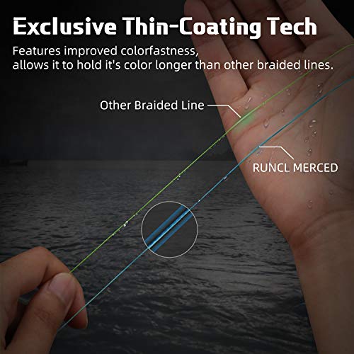 RUNCL Braided Fishing Line Merced, 1000 500 300 Yards Braided Line 4 8 Strands, 6-200LB - Proprietary Weaving Tech, Thin-Coating Tech, Stronger Smoother for Freshwater Saltwater - color: Blue, size: 10lb/300yards (4 Strands)