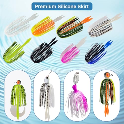 Riverruns Silicone Jig Skirts Fishing Lure Skirt Replacement for Spinnerbaits Bass Buzzbaits Fishing Jigs Fishing Lures Craw Jig Trailers Bass Skirts - color: 8PC 8879 Umbrella Skirt With Tail
