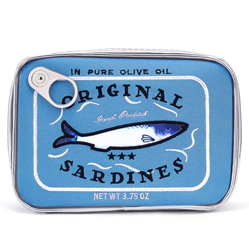Cessfle Canned Sardines Makeup Bag, Funny Sardine Tin Fish Cosmetic Bag, Creative Cute Makeup Bag Kawaii Pencil Case Pouch, Coquette Make up Pouch for Women - color: Blue