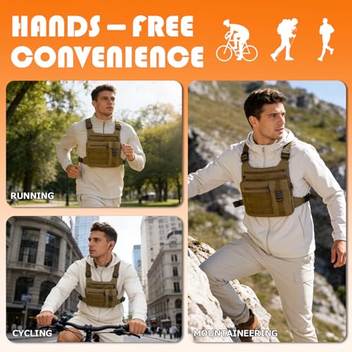 KINGSLONG Running Vest, Chest Bag for Men, Chest Pack, Hiking - color: A-Brown