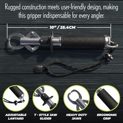 Rite Angler Stainless Steel Fish Lip Grip for Fishing - Ergonomic Handle, Spring-Loaded, Corrosion-Resistant Grabber Tool - Fishing Gripper, Saltwater Fish Clamp Grips