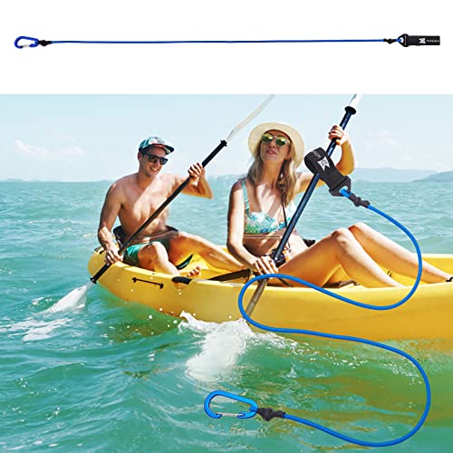 Kayak Paddle Leash, Paddle Leash Lightweight Coiled Kayak Rod Leashes for SUP Kayaking Canoing Fishing Boating - color: Blue - 2 Pack