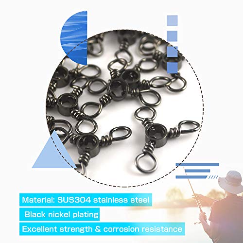 AMYSPORTS Fishing Connector Fish Swivels Tackle 3 Way Fishing Swivel Saltwater Freshwater Fishing Tackle Accessories Crossline Trolling Line Lure Connector - size: Size2 (75lb) 50 pcs