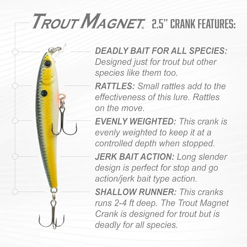 Trout Magnet Trout Crank Top Water Fishing Bait, Runs 2-4 Feet Depth with Small Rattles for High Effectiveness, Great Fishing Lure for Freshwater - color: Southern Belle, size: 2.5"
