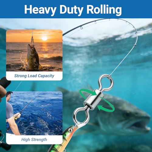 QISHUO High Strength Fishing Swivel Saltwater Heavy Duty Barrel Swivel Snap Stainless Steel Swivels Fishing Connect SUS304 - size: Size #4/0 (617lb) 15pcs