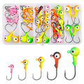 Fishing Jig Head Hooks Kit, Round Ball Crappie Jig Heads Lures Assorted Painted Fishing Lures Jig Heads for Walleye Bass Saltwater Freshwater Fishing 50/69/70pcs - style: 50pcs Kit