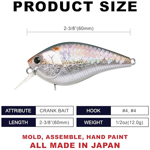 LUCKY CRAFT 1.5DRS Deep Rattle Sound Crankbait Fishing Lures, Shallow Diving Trout and Bass Lures, 3-4ft Depth, Square Bill Crankbait, Saltwater Fishing Gear and Accessories - color: 270 MS American Shad