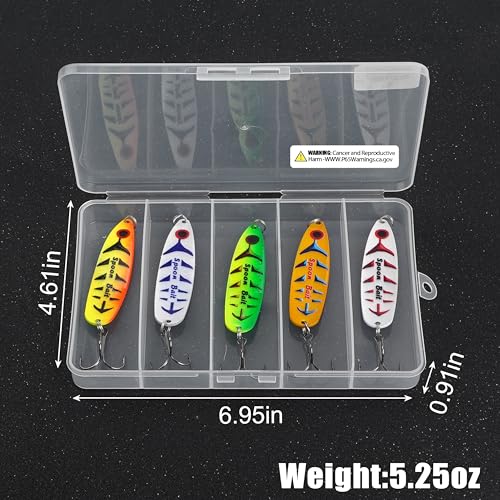 Fishing Spoons Lure Jigs, 5pcs Jigging Spoon Saltwater Fishing Lures Slow Vertical Jigs Metal Baits for Trout Bass Tuna Salmon Sailfish Snapper - color: A-5pcs, size: 3/4oz(20g)