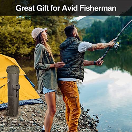 DONQL Fishing Rod Bags, Outdoor Fishing Pole Case, Multifunction Camping Portable Travel Carry Cases Backpack, Fishings Rod and Reel Case Holds 5 Poles & Rig Tackles, Fishings Gift for Men - color: Khaki