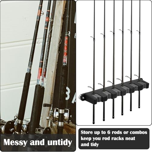 Seenelling 2 Pcs Magnetic Fishing Rod Holder for Car Fishing Pole Rack Vertical Rod Storage Holders for Truck Bed Boat Wall Garage Door - color: Gray, size: 6 Rods