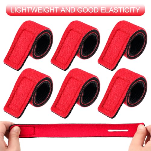 Sumind 12 Pcs Fishing Rod Straps Ties, Fishing Pole Belts Stretchy Straps, Elastic Tackle Ties Cable Holders Fit for Casting Rods, Spinning and Fly - color: Red