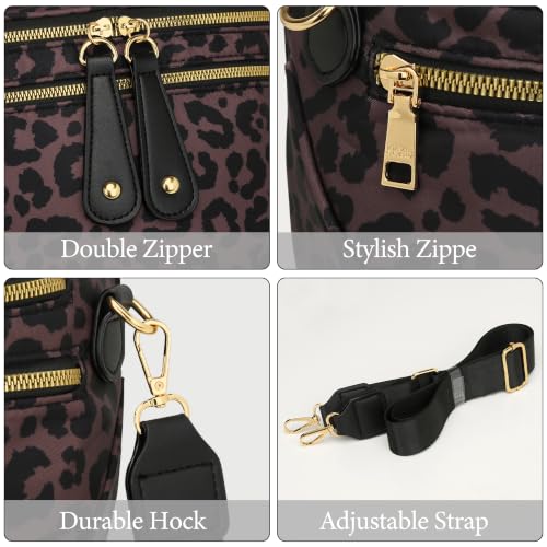 KKXIU Crossbody Sling Bag for Women Trendy Fanny Pack Vegan Leather Chest Bag | Trendy - color: Large-Leopard