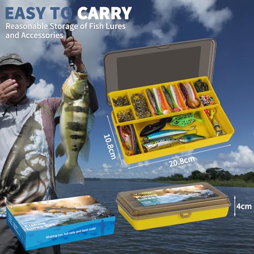 WITOROR Fishing Lures, Tackle Box with Tackle Included, Crankbaits, Soft Plastic Baits, Hooks, Weights & Fishing Accessories, Freshwater Fishing Gear Kit for Bass, Trout, Walleye & Beginners - size: 148pcs Advanced Kit