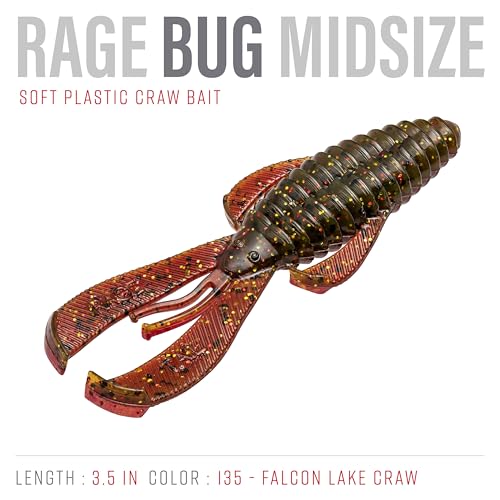 Strike King Rage Bug Fishing Lure, Soft Plastic Grub, Unique Design, Subtle Action - color: Falcon Lake Craw, size: 3.5"