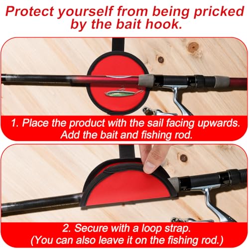 6pcs Fishing Lure Protective Covers with Rod Straps, 15cm/5.9in Bait Gloves Hook Storage Protectors for Safe Fishing Gear Organization