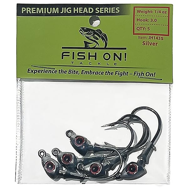 Jig Heads for Fishing with Super Sharp Black Nickel Hooks - Double Locking Bait Stays & Multi-Color 3D Eyes - Perfect for Freshwater & Saltwater Fishing - color: Silver, size: 3/8 oz - 5 Pack