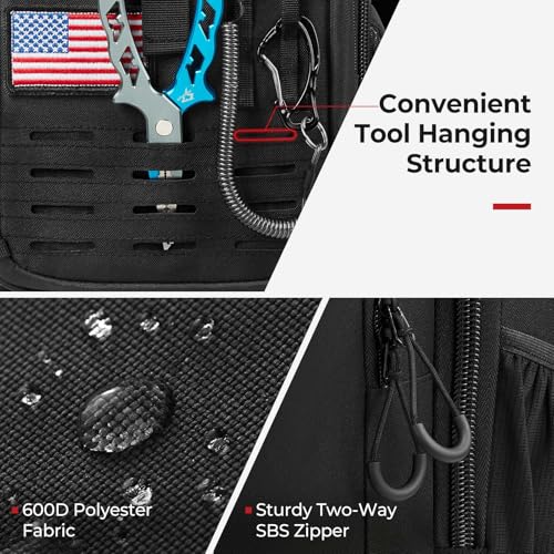 Piscifun Fishing Tackle Backpack with Rod & Gear Holder, Lightweight Outdoor Water-Resistant Fishing Shoulder Storage Bag with Protective Rain Cover, Black - color: Black, size: Standard
