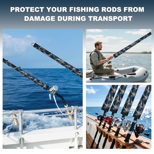 Neoprene Camo Fishing Rod Sleeves,Fishing Pole Sleeves,Fishing Rod Socks | UV Resistance,Puncture Resistant, Protect Casting, Spinning, Trolling Fishing Rods, Storage, tangled-free,75in,68in,60in - color: 2-Dark Camo, size: 69"