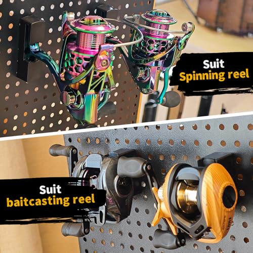 Fishing Rod Holder for Garage Fishing Pole Holders Fishing Rod Rack Vertical Wall-Mounted for Garage Stores 6 Rods or Combos Fits Most Rod Diameters (Black 2 pairs With 2 Type reel rack) - color: Black 2 pairs With 2 Type reel rack