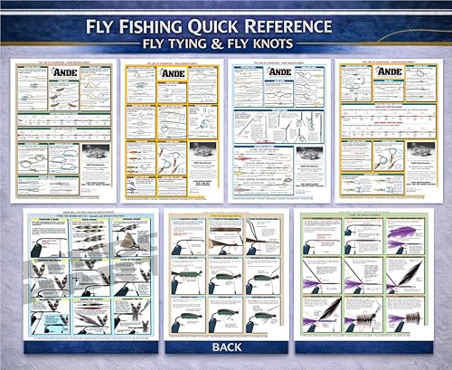 Fishermen's Fly Fishing Set (Fly Fishing Knots #5-8 & Basic Fly Tying #1-3) - Waterproof Quick Reference Guide | Portable & Built to Last | Double-Sided & Easy to Read
