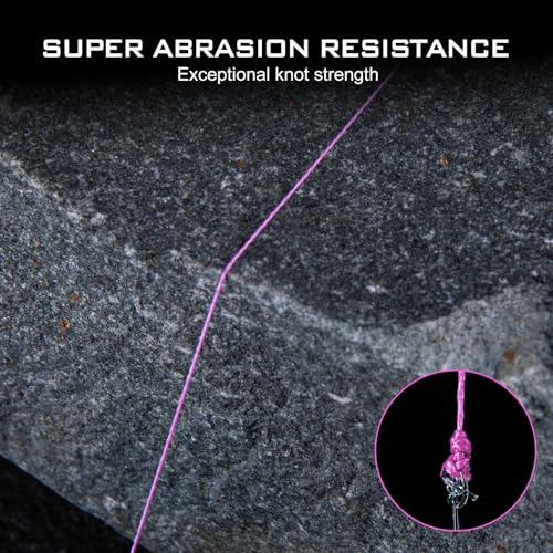 Goture Braided Fishing Line, 8-Strand and 4-Strand Ultra-Smooth UHMWPE Fiber, High Sensitivity Zero Stretch Abrasion Resistant Braid for Saltwater and Freshwater Fishing - color: F2:X 4 Solid Pink, size: 20LB(300yds)