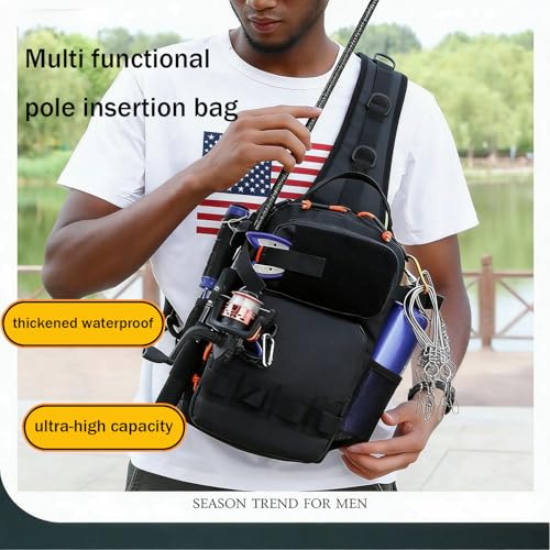 Fishing Backpack Fishing Tackle Storage Bag, Lightweight Waterproof, Modular Compartments Shoulder Sling Pack - Fit Small Fishing Gear