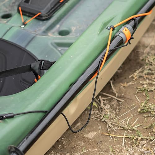 Pelican Adjustable Kayak Paddle Leash Bungee Cord - Easy Hook-and-Loop System with Quick Release Button for Paddle Board, Kayaks, Canoes, and Boat Paddles- Stainless Steel Connectors - style: Easy Hook-and-loop System