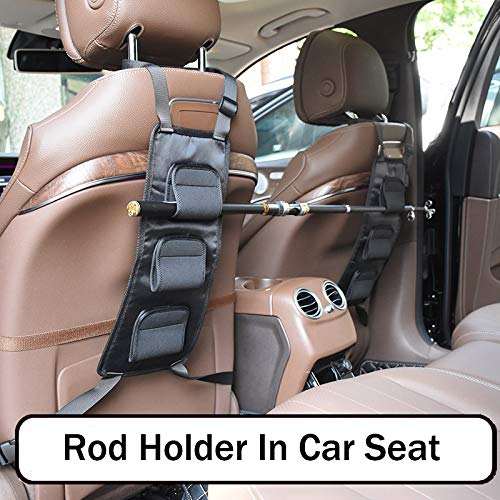 GREATFISHING 2 Pack Car Fishing Rod Holder Adjustable Fishing Pole Holder Belt Straps Fishing Rod Holder Vehicle Fishing Pole Rack Fishing Rod Rack Carrier for Car, SUVs and Vans(Black Rod holder) - color: Black Rod Holder